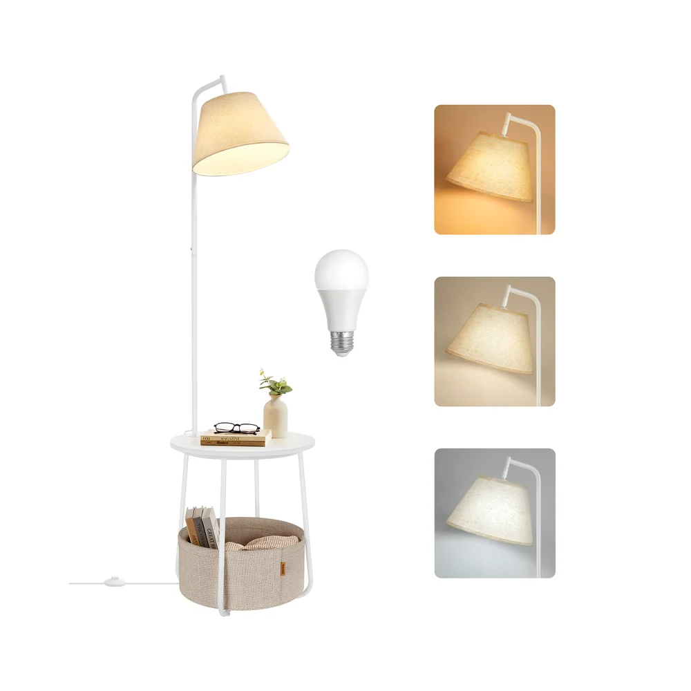 3-in-1 Beistelltisch mit Lampe und Stoffkorb