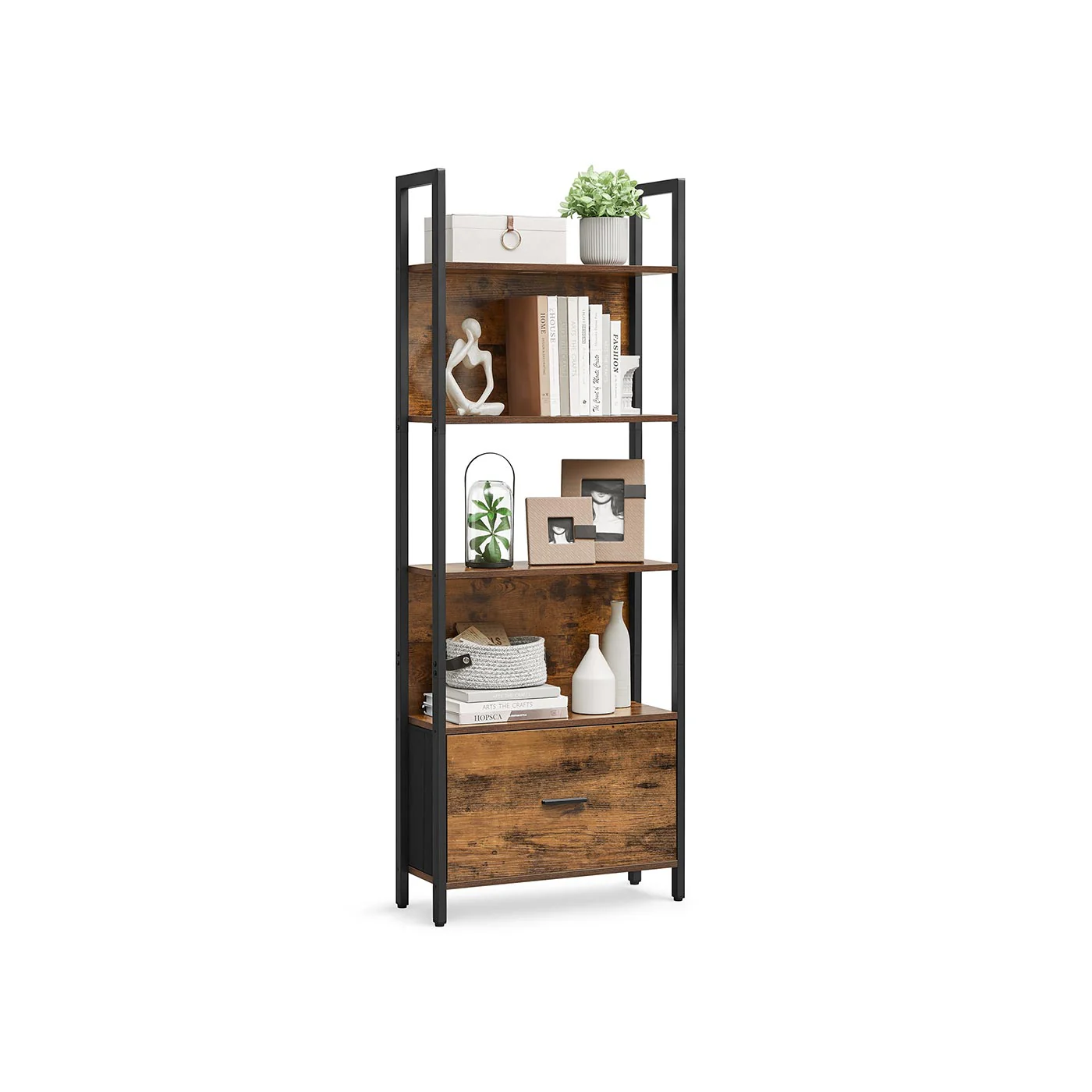 Bücherregal mit Schublade und Stahlrahmen im Industrial Design - Image 2