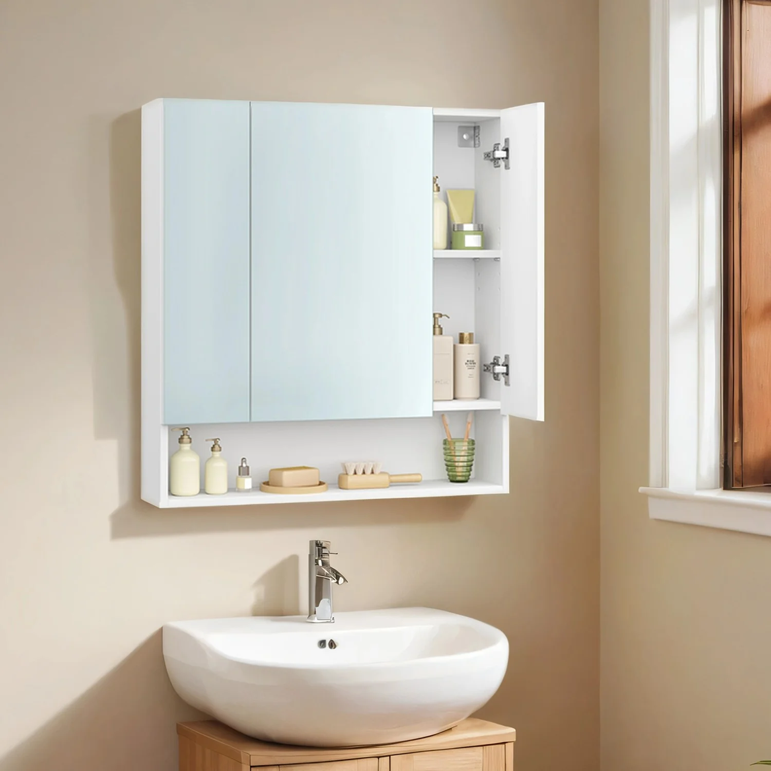 Badezimmerschrank mit 3 Türen 16,5 x 70 x 75 cm