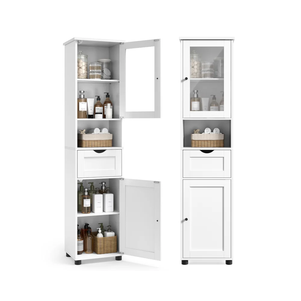 Badschrank mit höhenverstellbaren Ablagen Weiß - Image 2