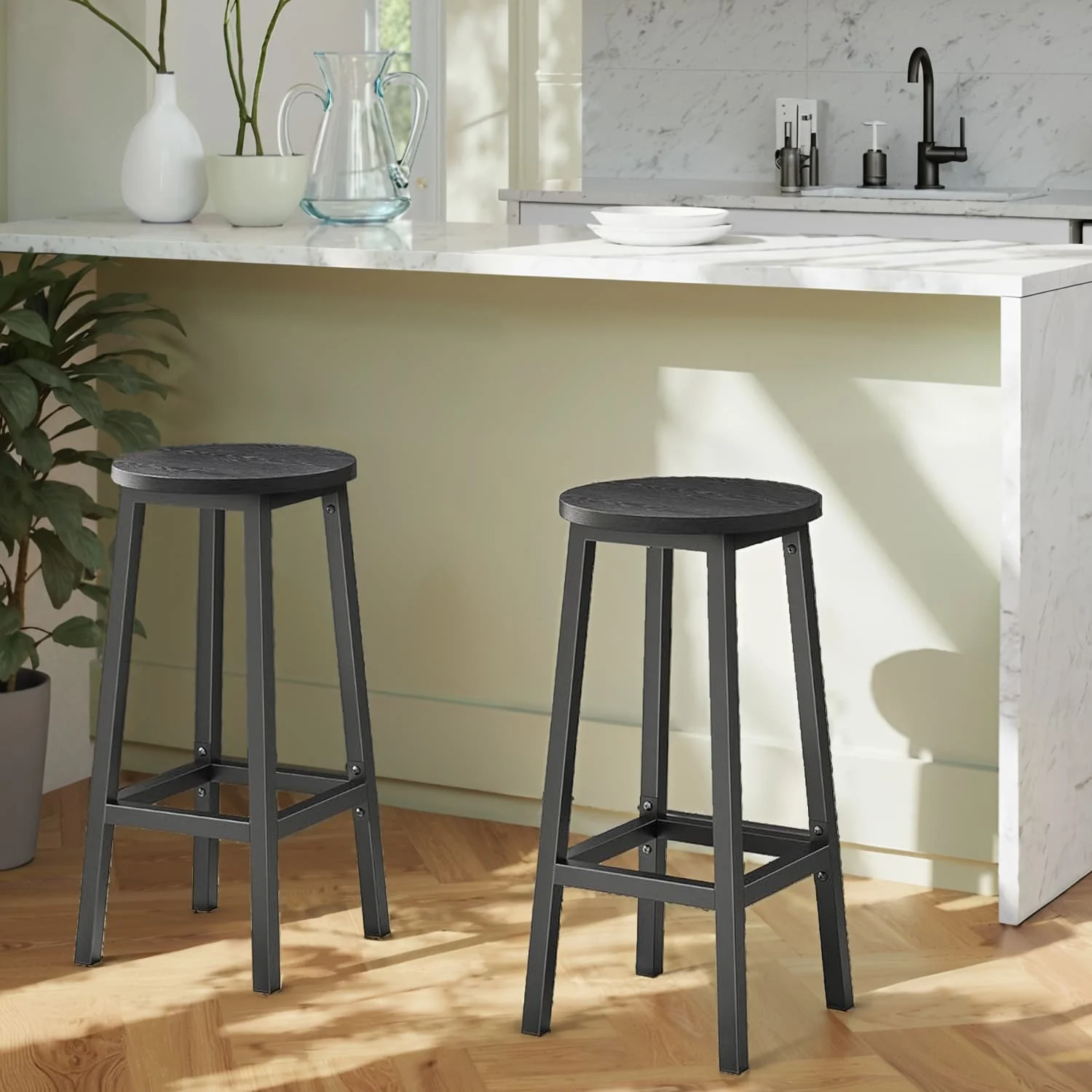 Barhocker 2er Set mit Fußstützen