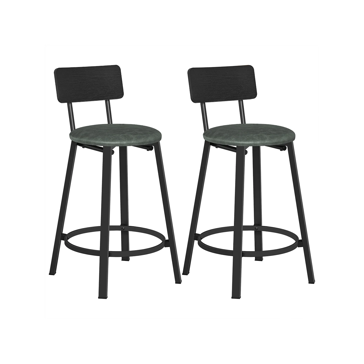 Barstühle Industrie-Design einfacher Aufbau vintagebraun-tintenschwarz - Image 3