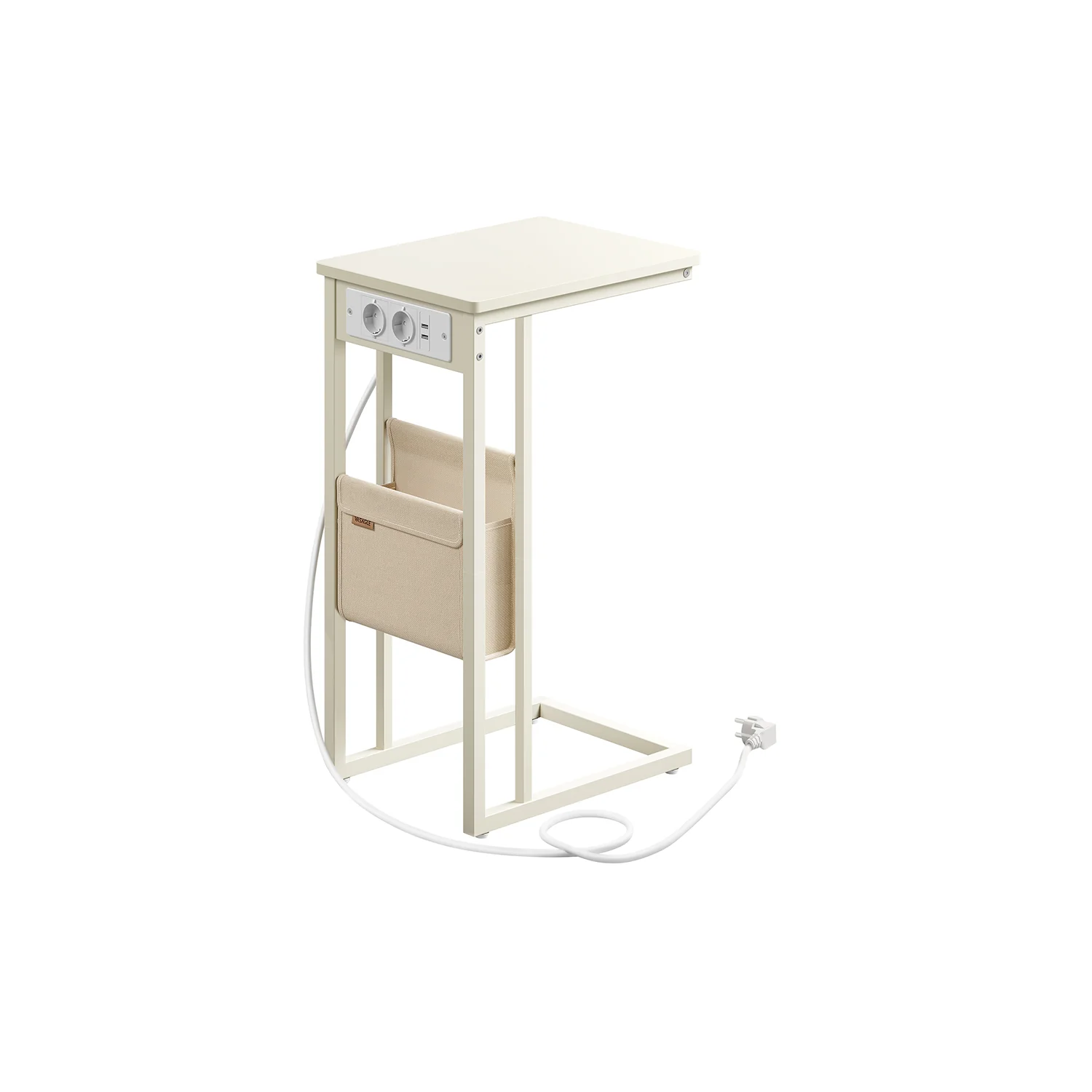 Beistelltisch C-Form mit 2 AC-Steckdosen ebenholzschwarz - Image 3