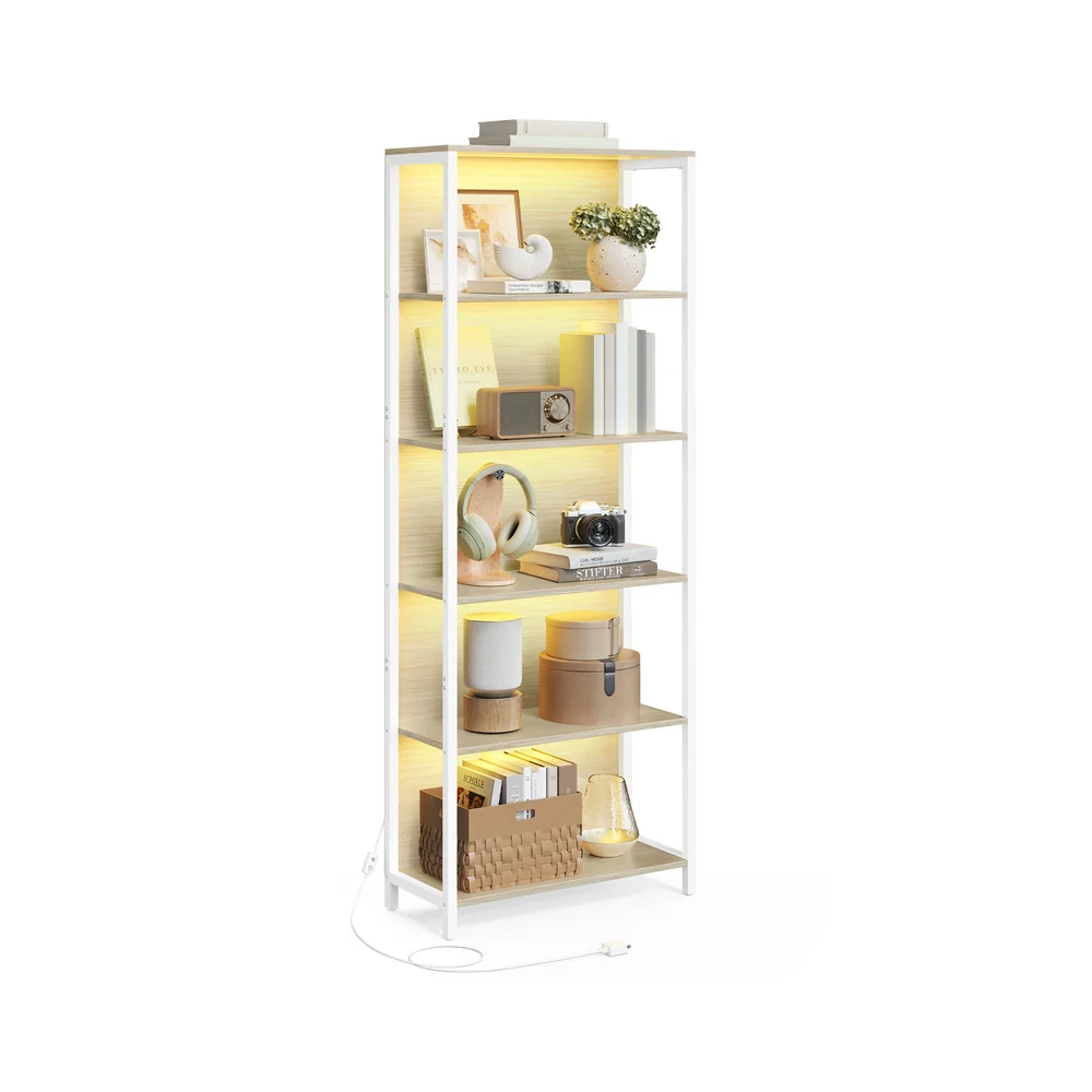 Bücherregal mit 6 Ebenen und Leuchten 30,3 x 60 x 178,6 cm - Image 3