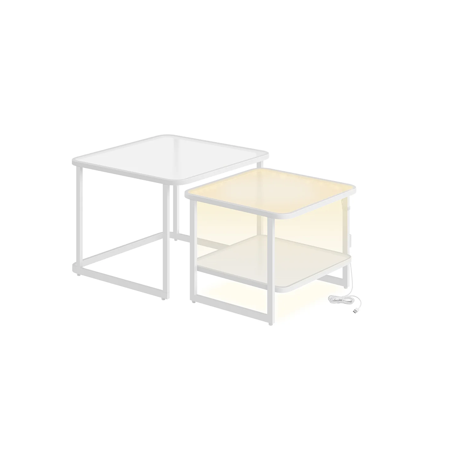 Couchtisch 2er-Set mit LED-Licht