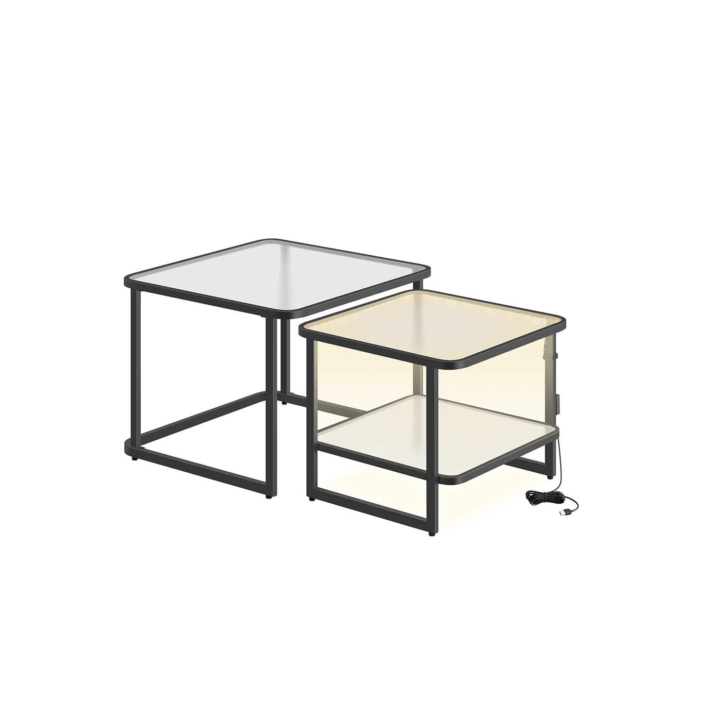 Couchtisch 2er-Set mit LED-Licht - Image 2