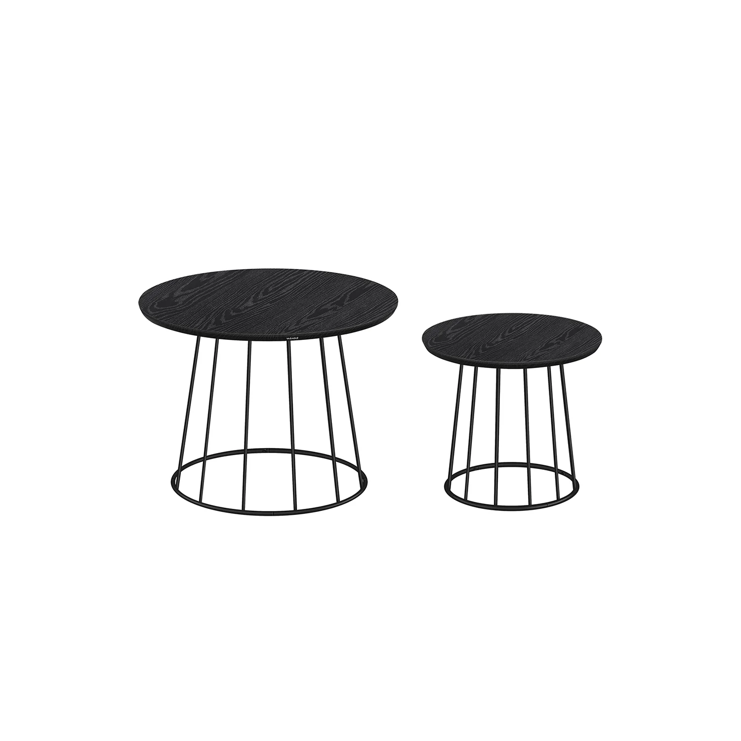 Couchtisch 2er Set mit Stahlgestell ebenholzschwarz