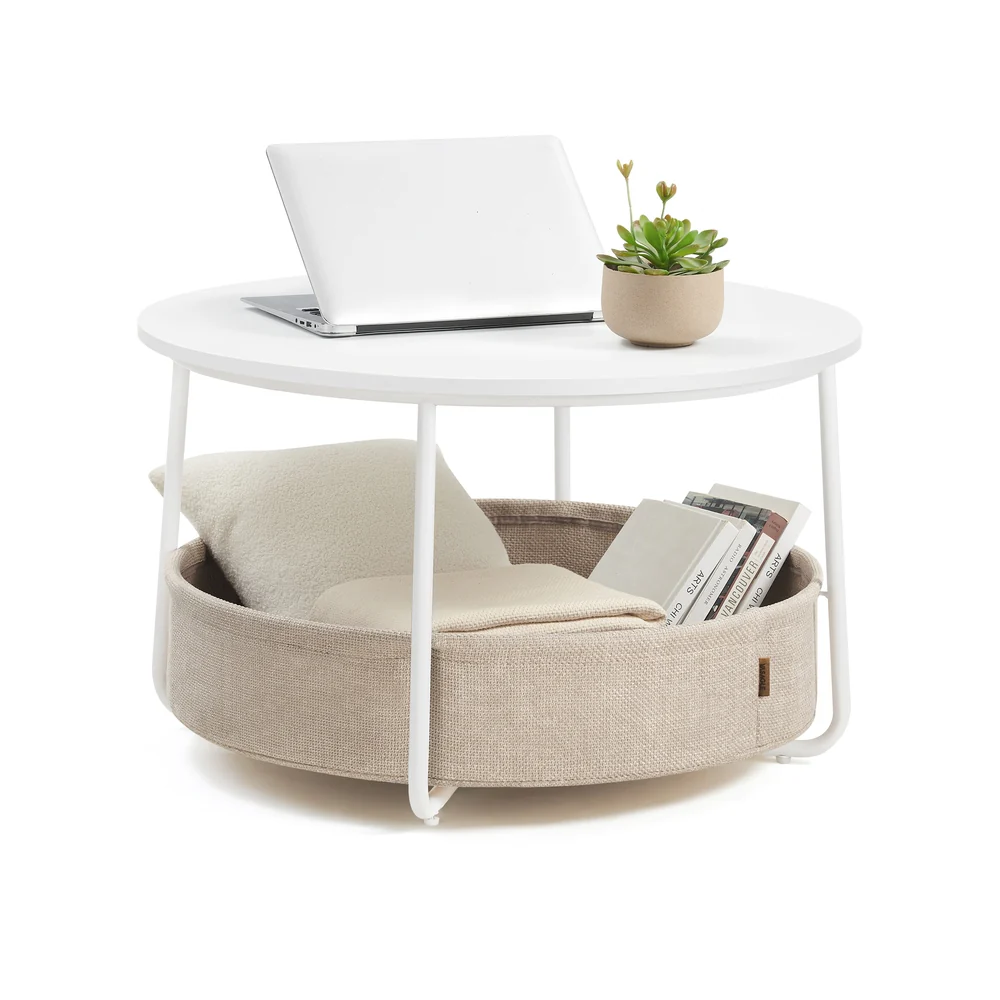 Couchtisch mit Stauraum und Stoffkorb - Image 2