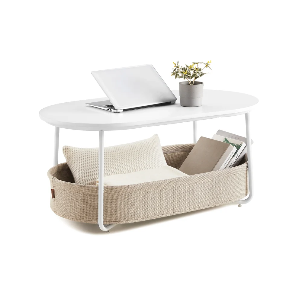 Couchtisch mit Stauraum und Stoffkorb - Image 5