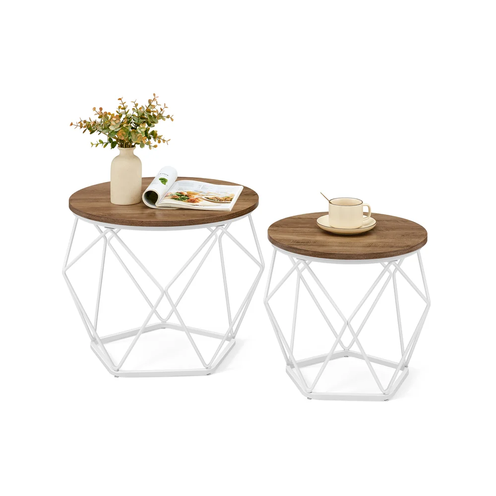 Couchtisch rund mit abnehmbarer Platte 2er Set - Image 5