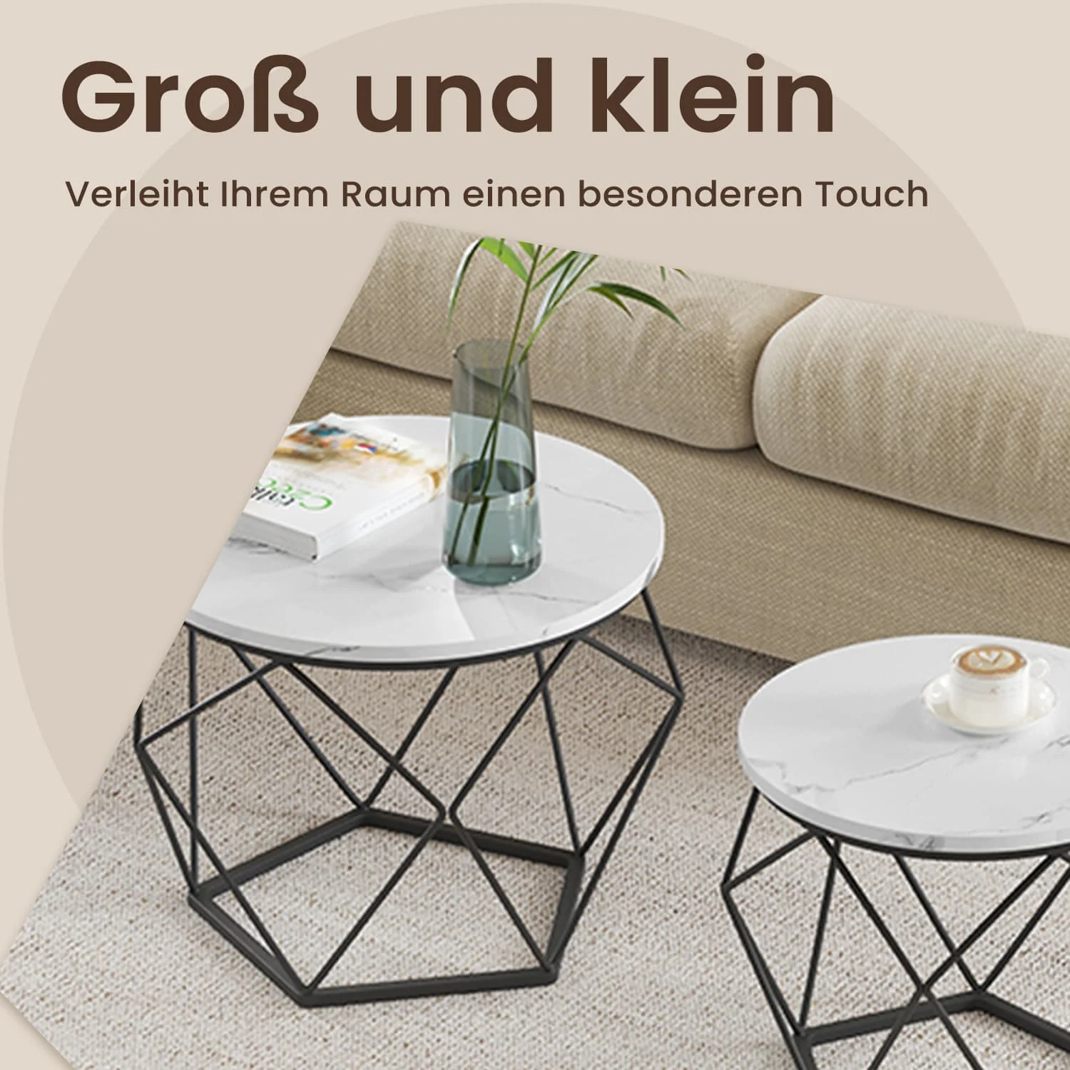 Couchtisch rund, 2er Set, Wohnzimmertisch - Image 3