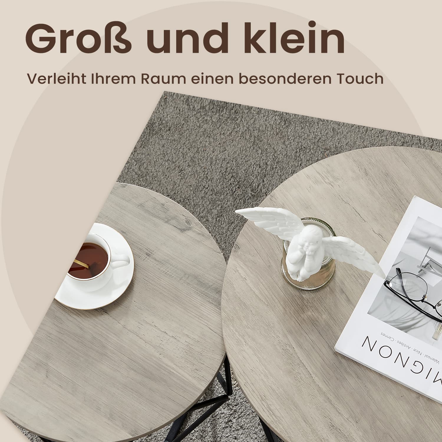 Couchtisch rund, 2er Set, Wohnzimmertisch - Image 4