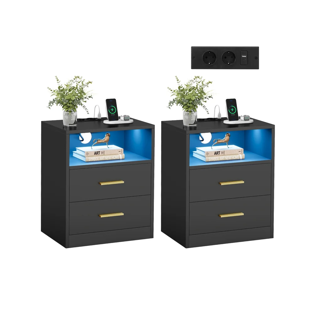 Custos Kollektion -Nachttisch mit Ladestation und LED