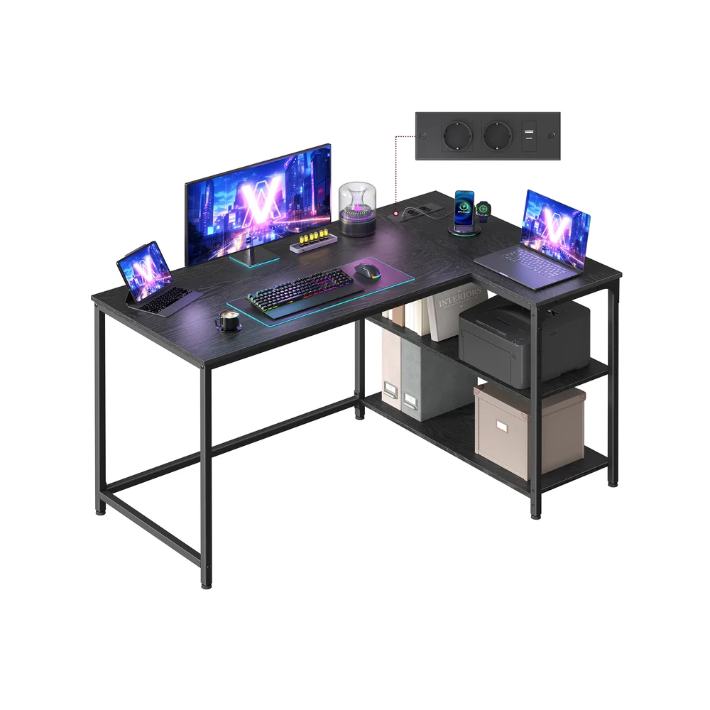 Eckschreibtisch in L Form mit Stauraum für Homeoffice