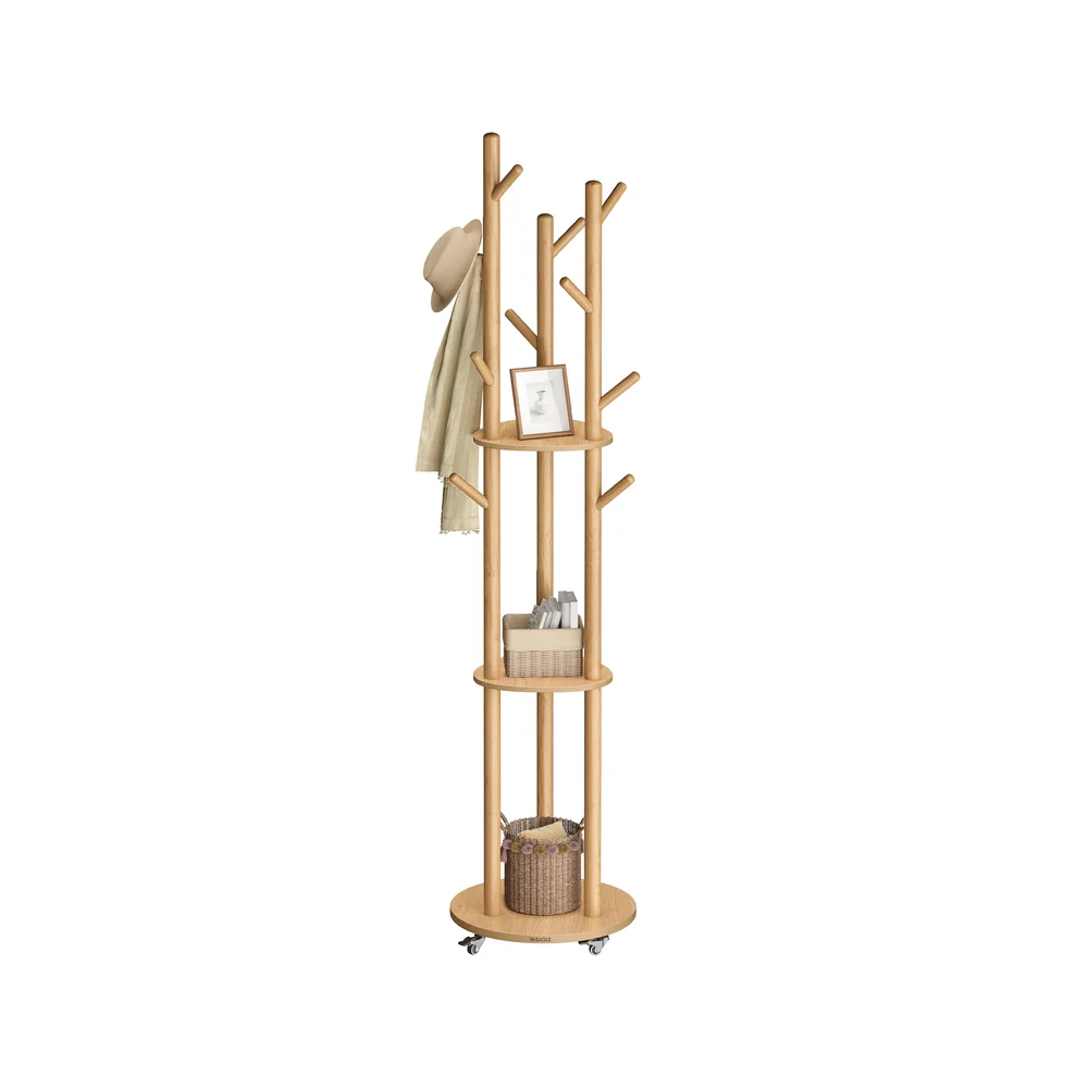 Garderobenständer mit Massivholz-Haken und Ablagen - Image 3