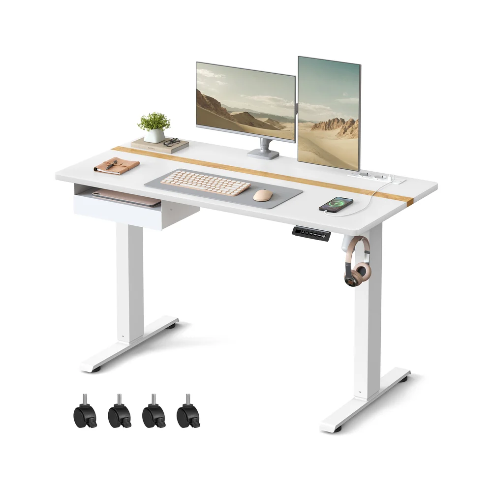 Höhenverstellbarer Schreibtisch elektrisch mit Steckdose und Schublade - Image 4