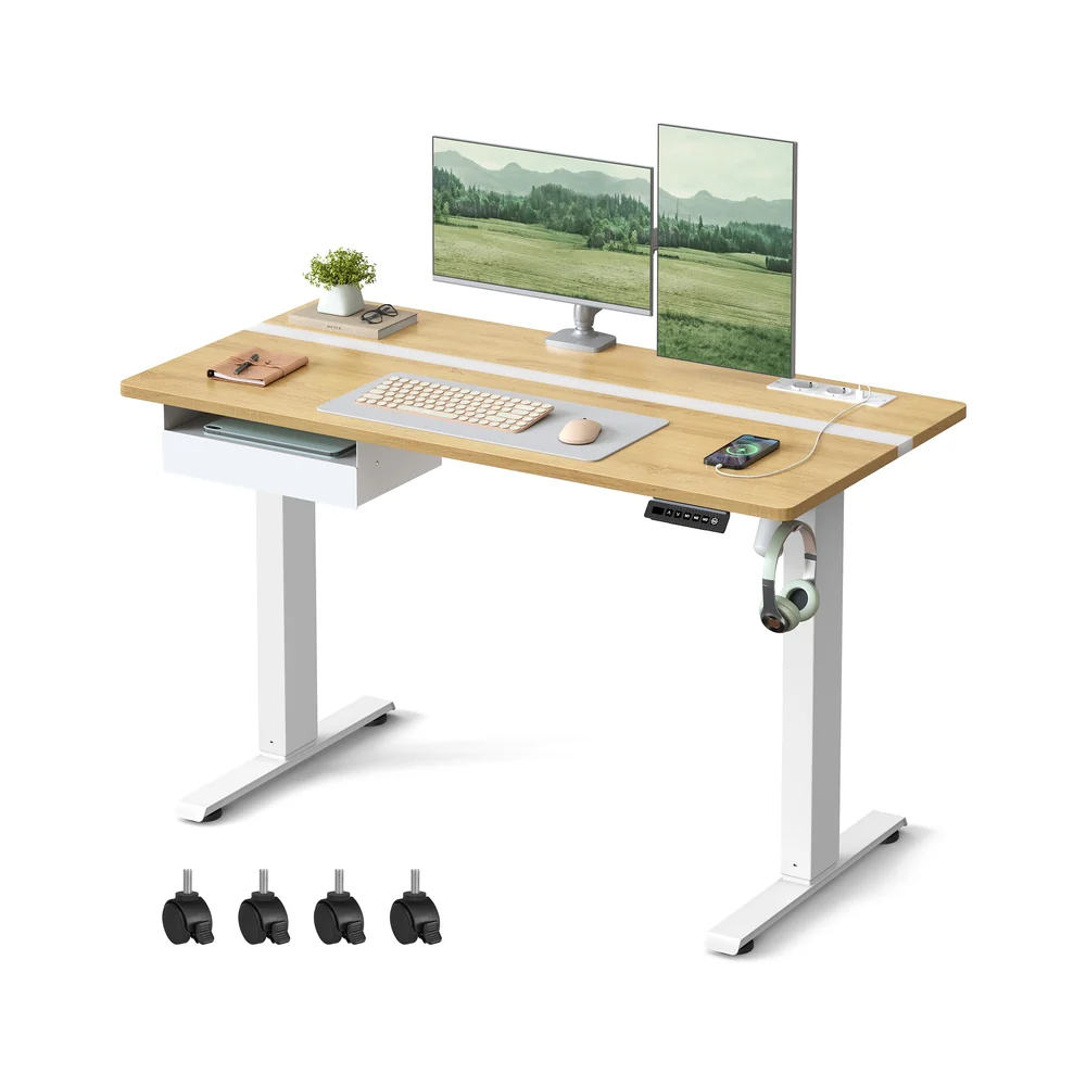 Höhenverstellbarer Schreibtisch elektrisch mit Steckdose und Schublade - Image 8