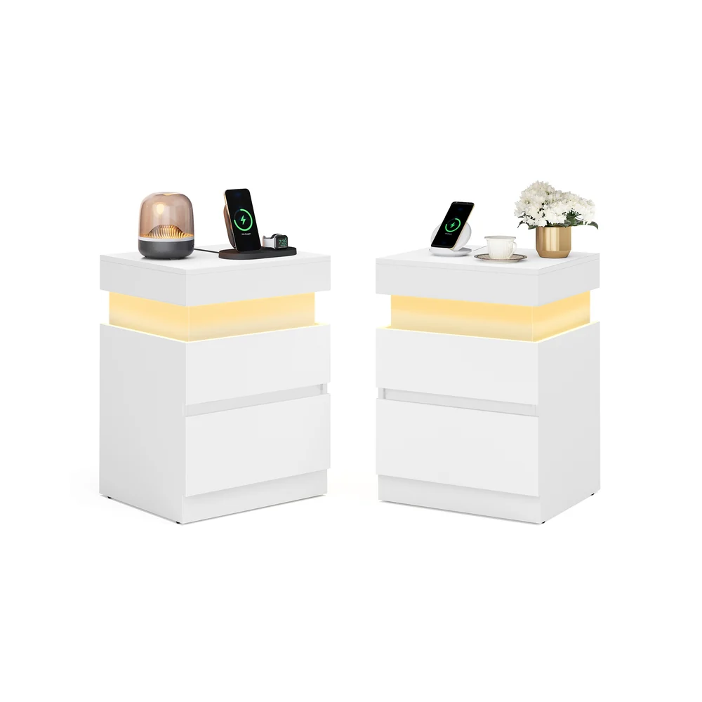 Kailyn Kollektion - Nachttisch mit Steckdosen und LED Beleuchtung - Image 3