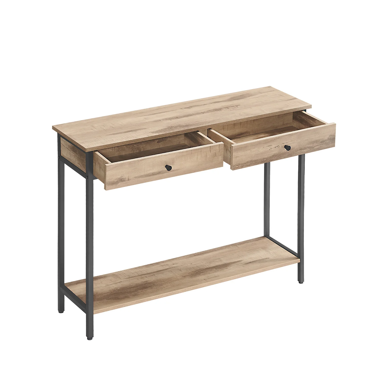 Konsolentisch mit 2 Schubladen und Stahlgestell vintagebraun-schwarz - Image 2