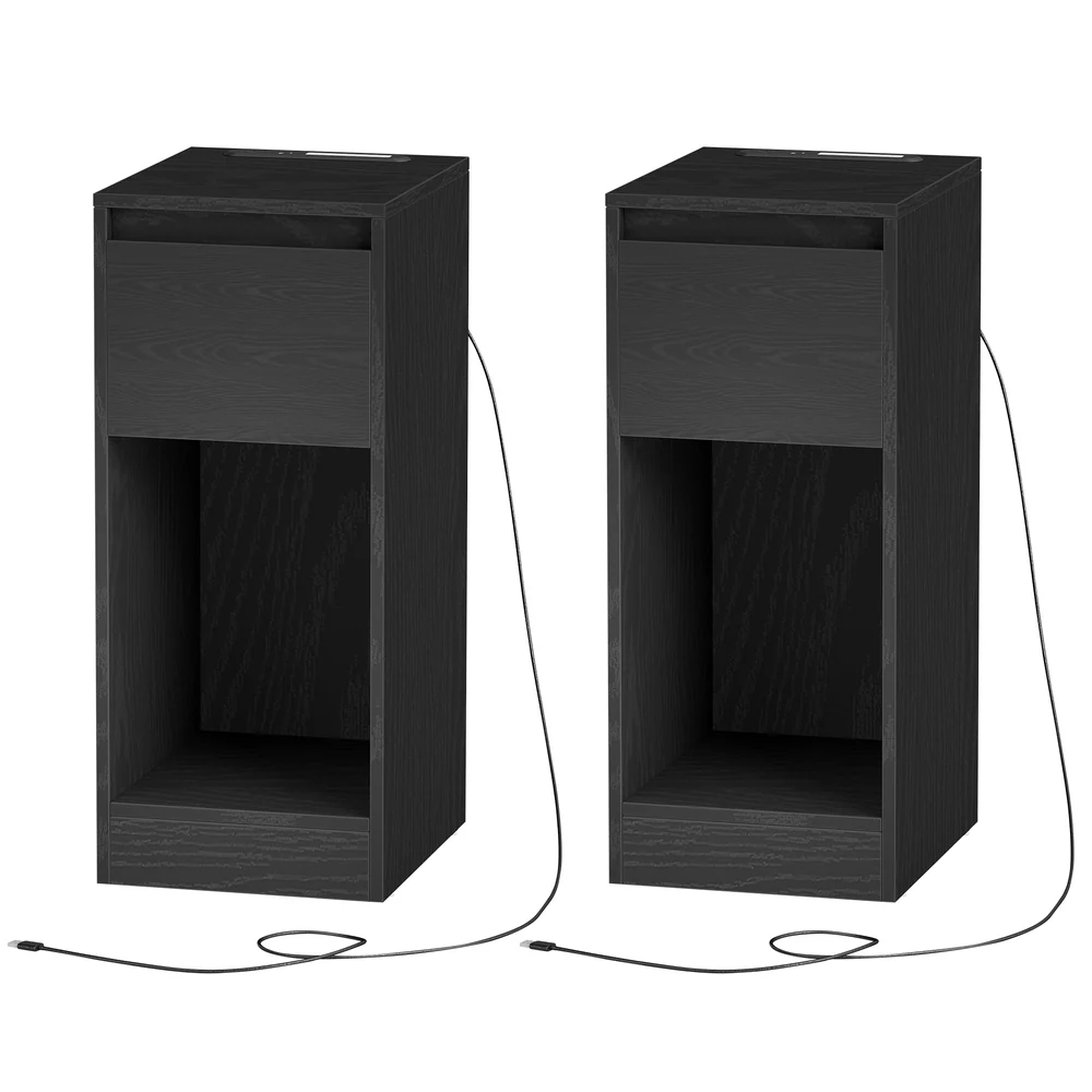 Nachttisch mit LED Beleuchtung USB Anschlüssen und Schublade - Image 3