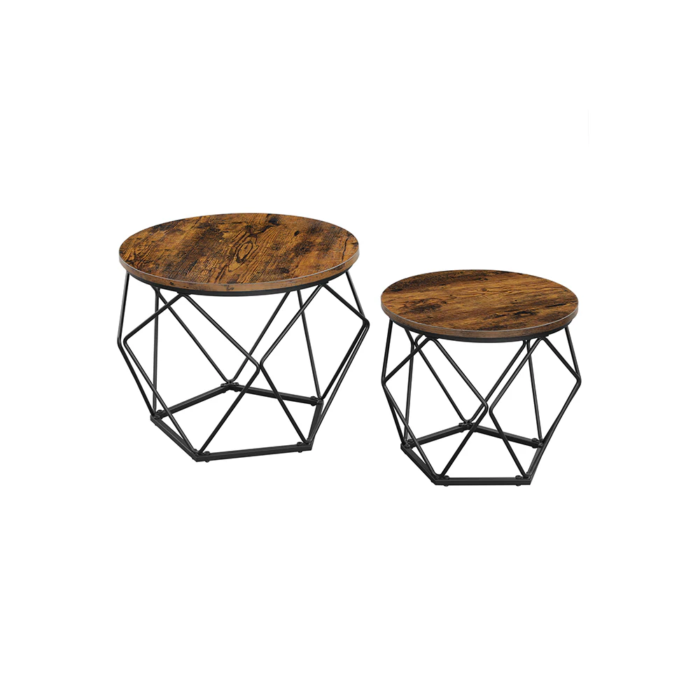 Couchtisch rund mit abnehmbarer Platte 2er Set