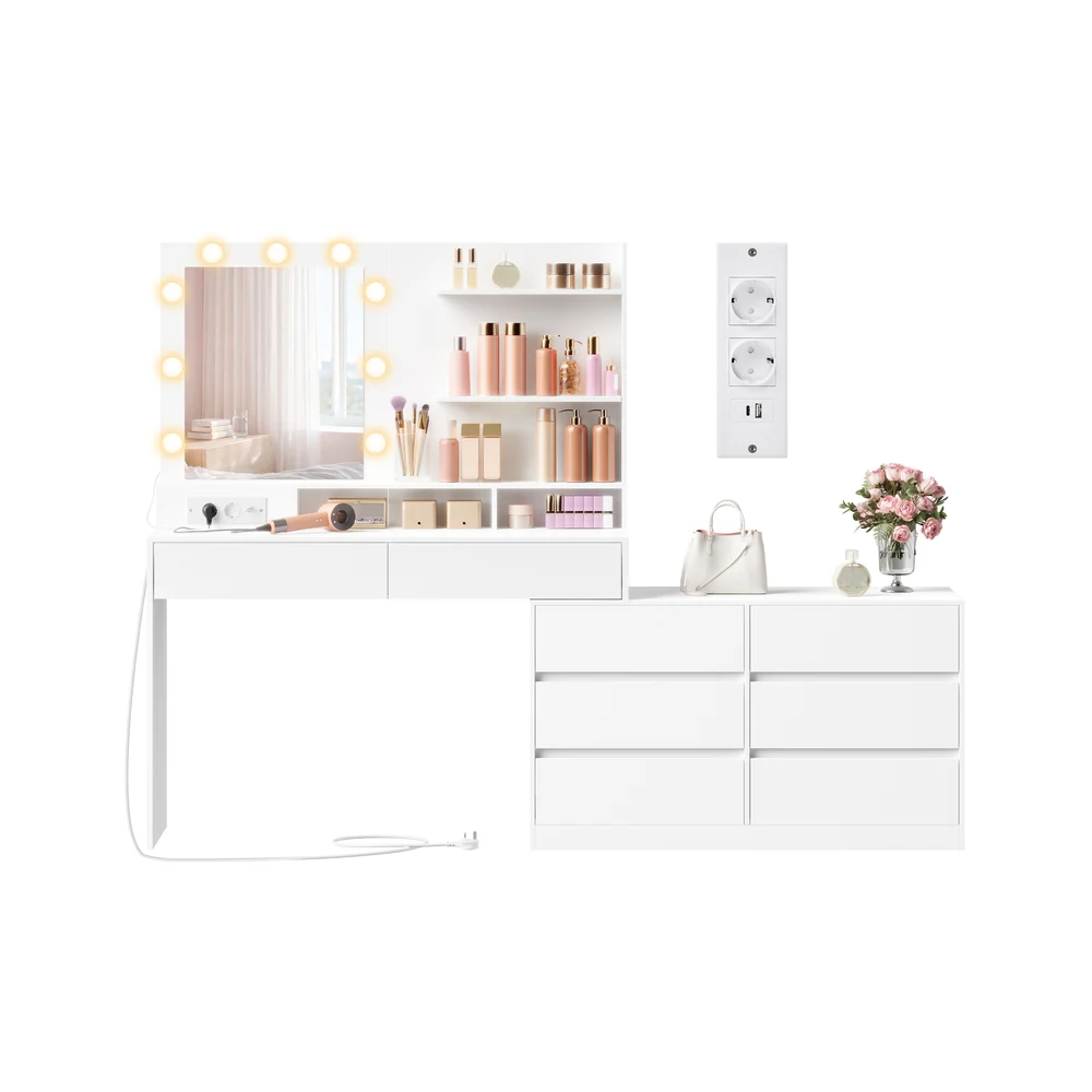 Kailyn Kollektion - Schminktisch mit Spiegel und LED Beleuchtung - Image 4