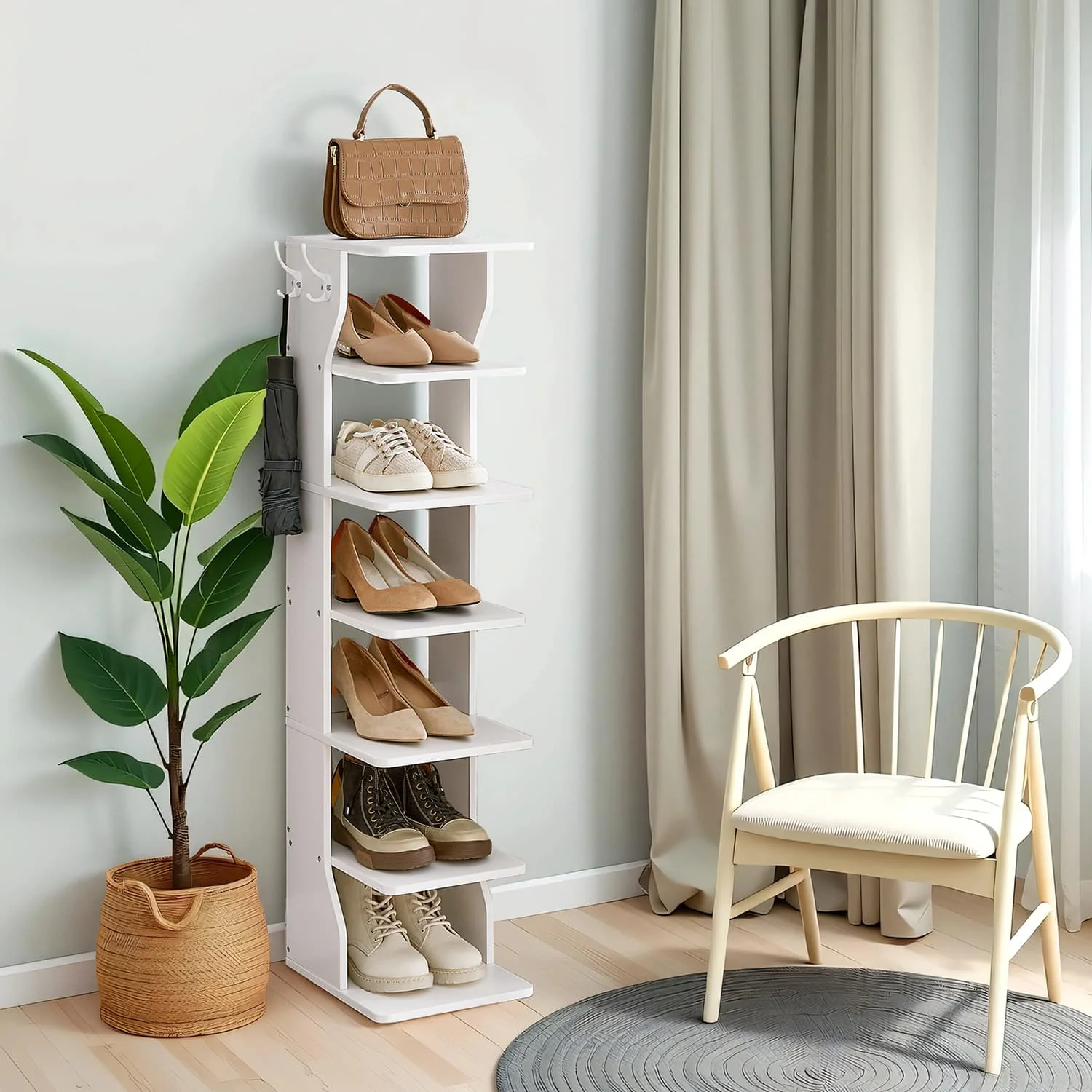 Schuhregal schmal, Standregal platzsparend, 7 Ebenen