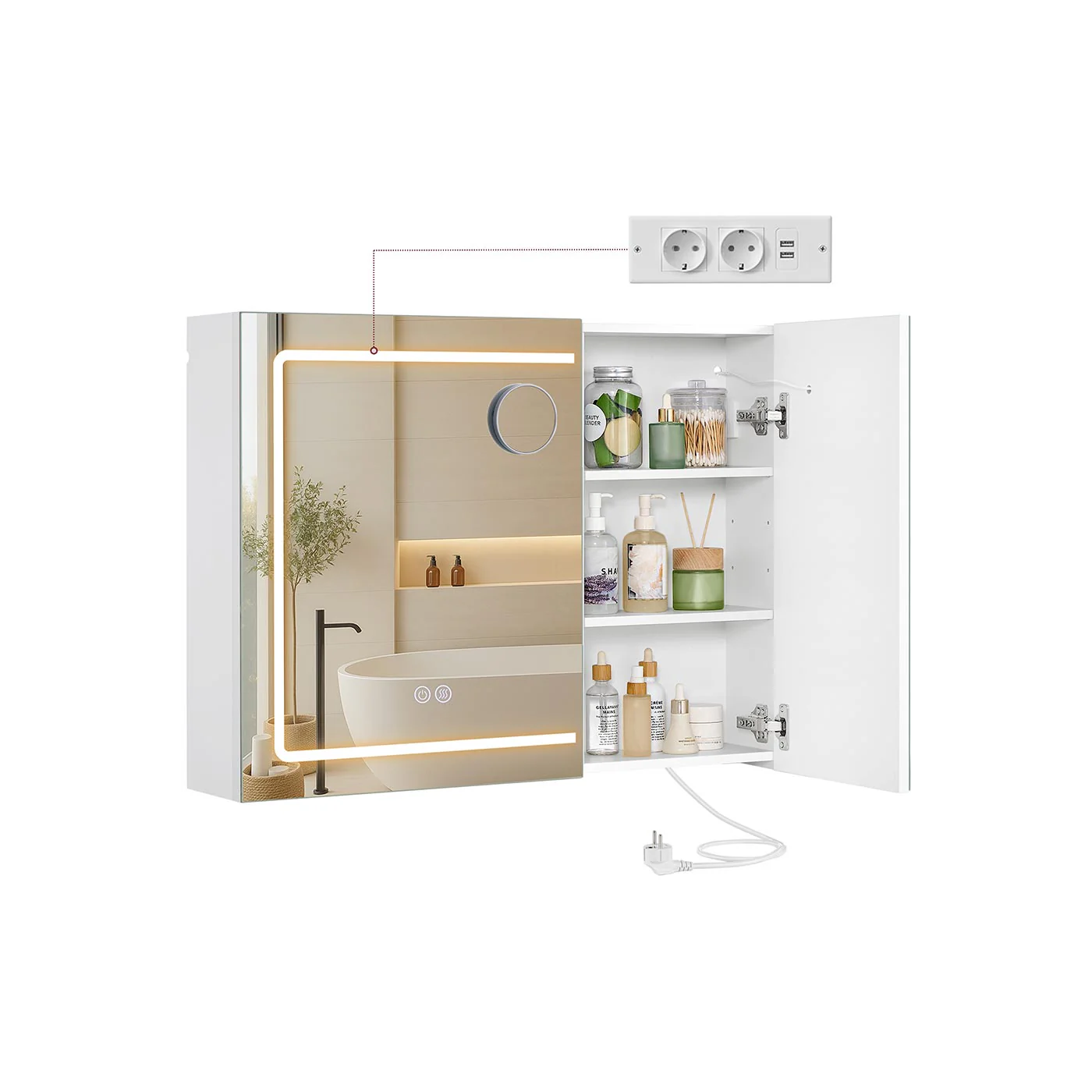 Spiegelschrank mit Beleuchtung und Steckdose - Image 2