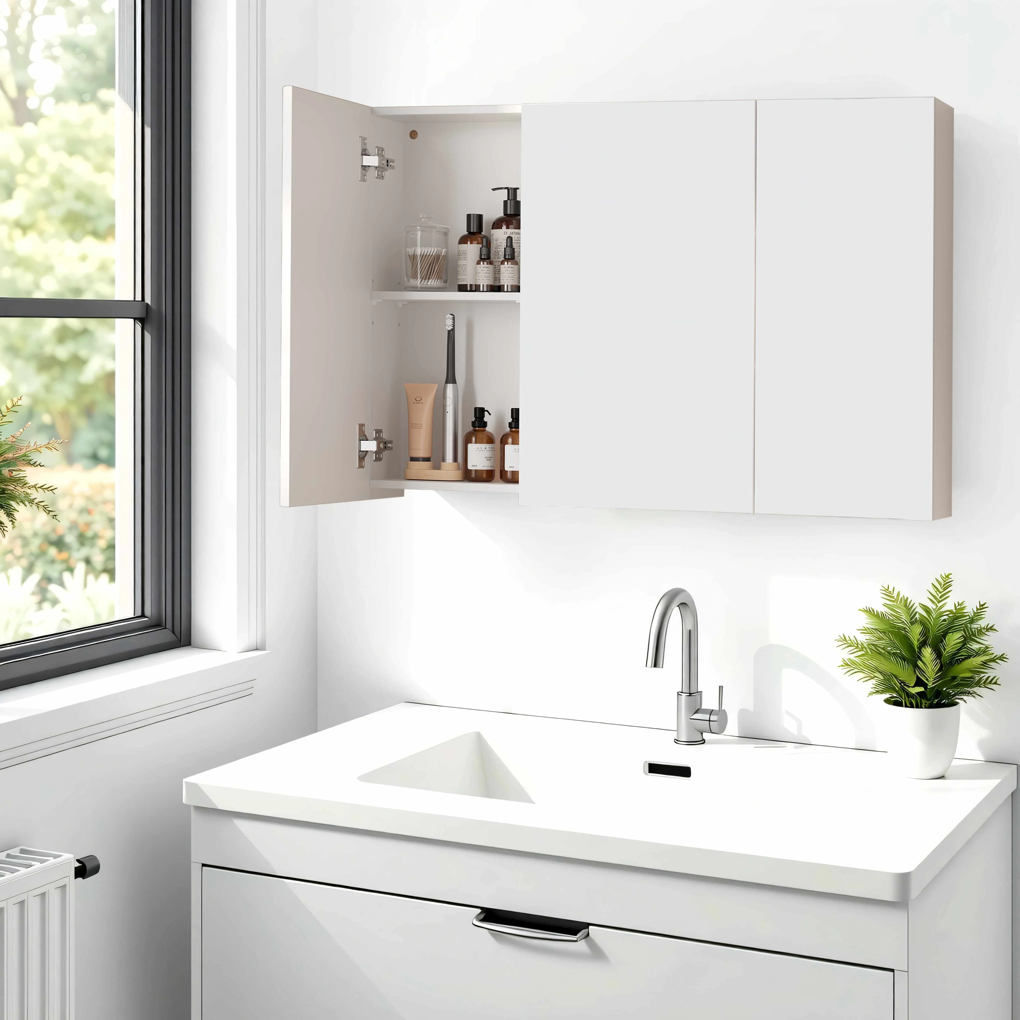 Wandschrank für Badezimmer, Schrank mit Spiegel, 3 Türen - Image 2