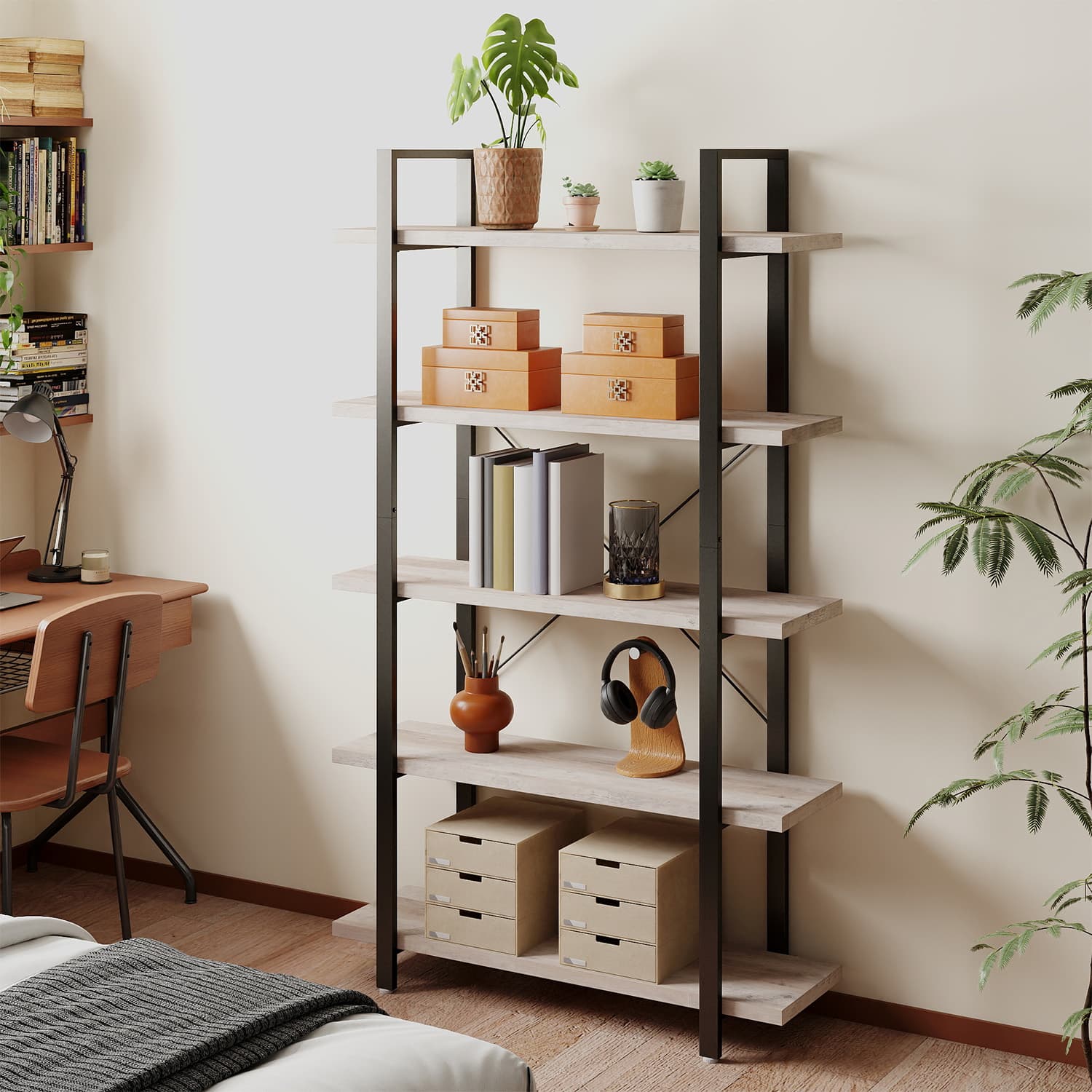 Stabiles Standregal mit 5 Regalebenen