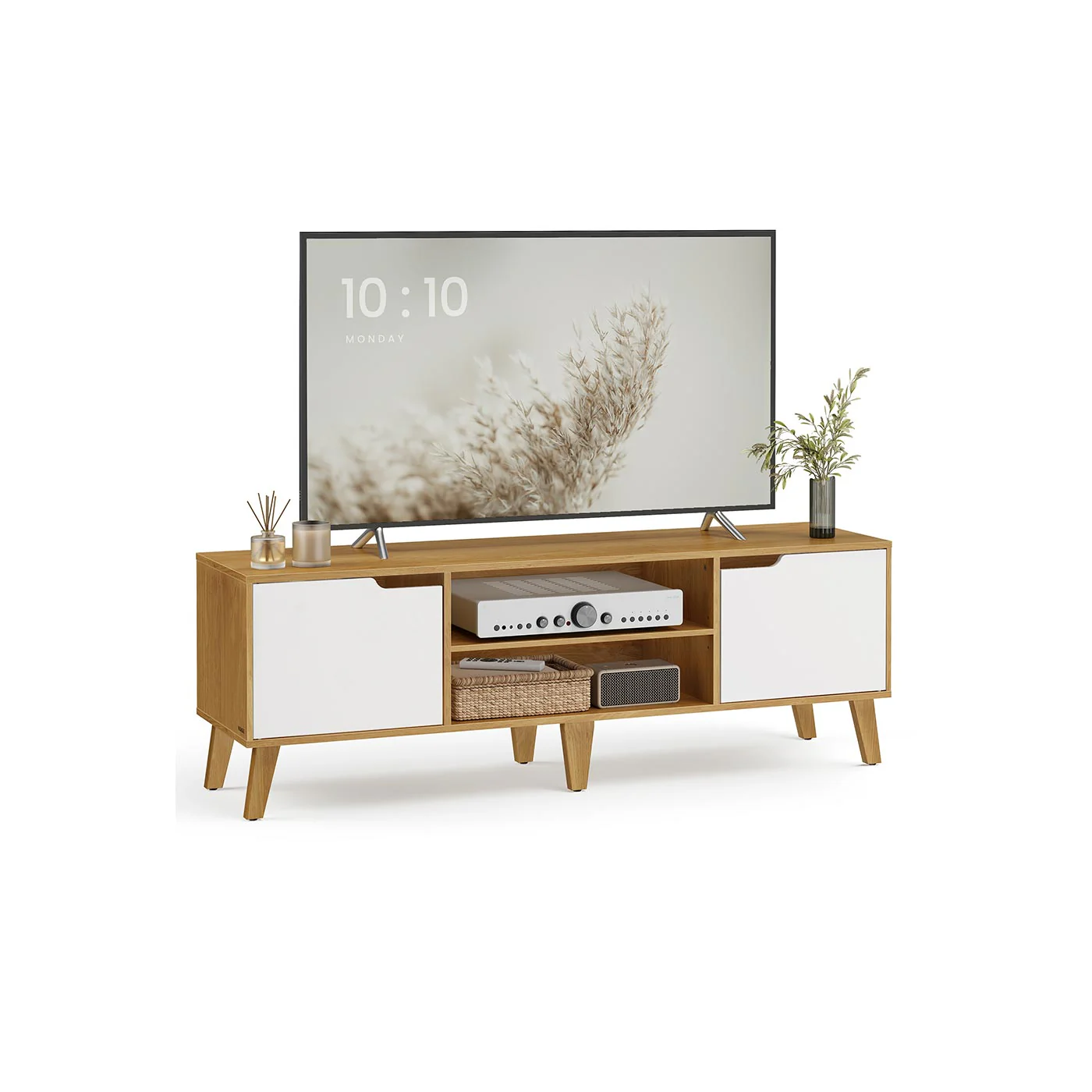 TV-Schrank mit verstellbarer Ablage im Übergangsstil Wohnzimmer