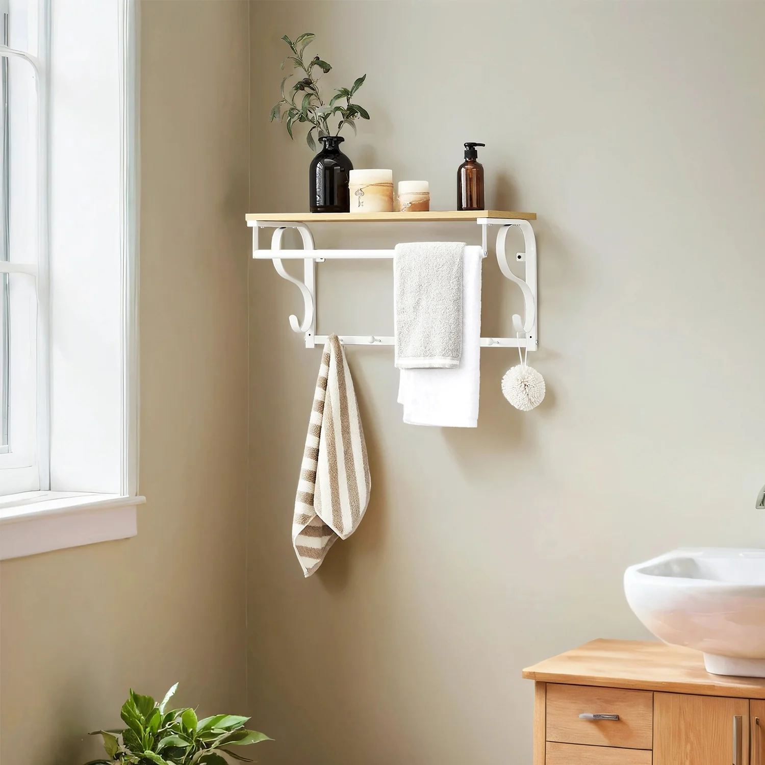 Wandgarderobe mit 5 Haken und Ablage - Image 2