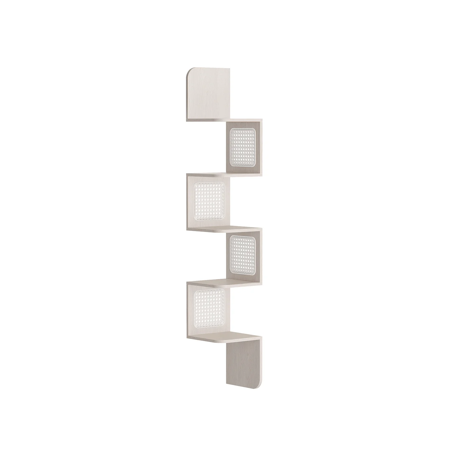 Wandregal mit 5 Ebenen und PVC-Rattan-Seitenplatten - Image 3